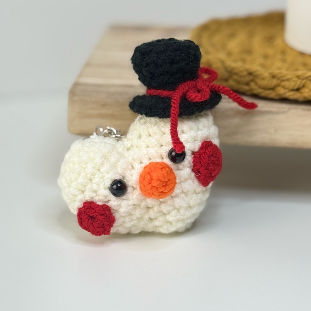 Snowman Amigurumi Keychain Key Charm Ornament Crochet